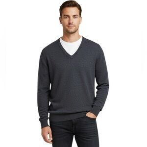 Weymouth Hunt 100% Lambswool dark grey V-neck Pullover Sweater Men's size M